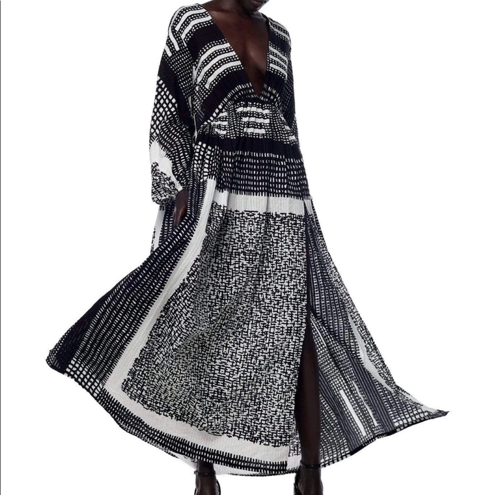 NWT Jonny Cota Poet Maxi Boho Dress, Sustainable Designer, Sexy Low Cut Top, M/L - Picture 5 of 16
